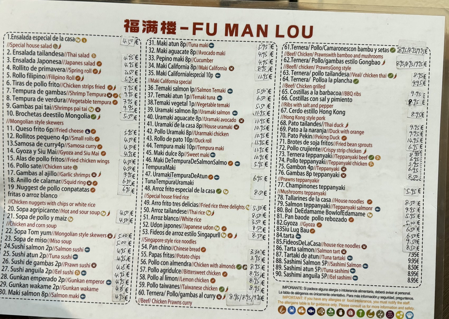 Carta completa FU MAN LOU